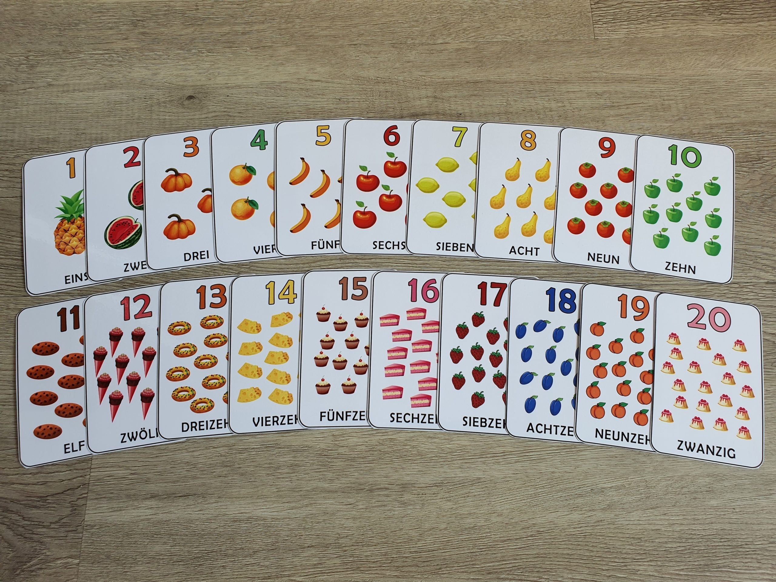 Zahlen von 1-20 laminiert