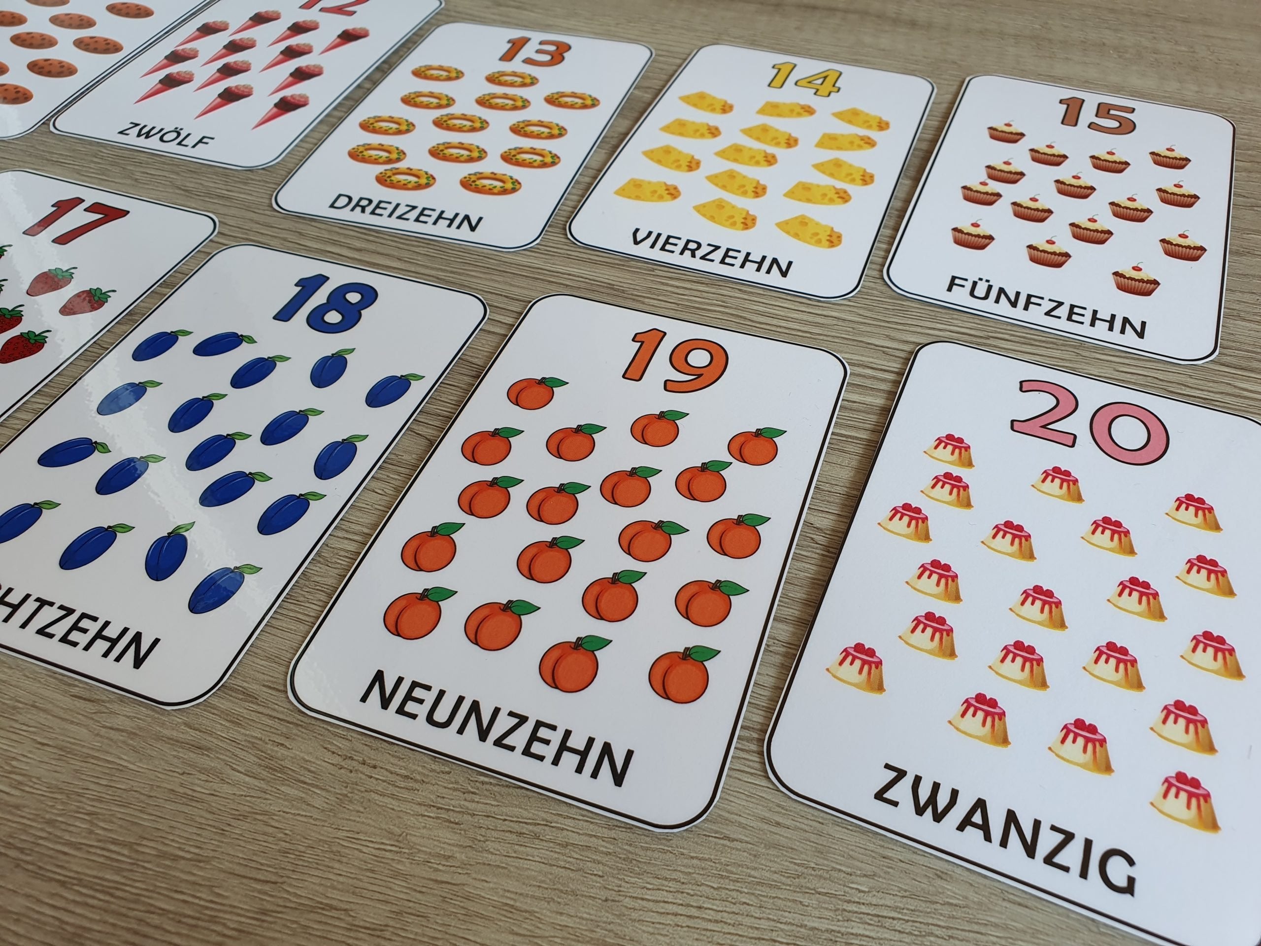 Zahlen von 1-20 laminiert