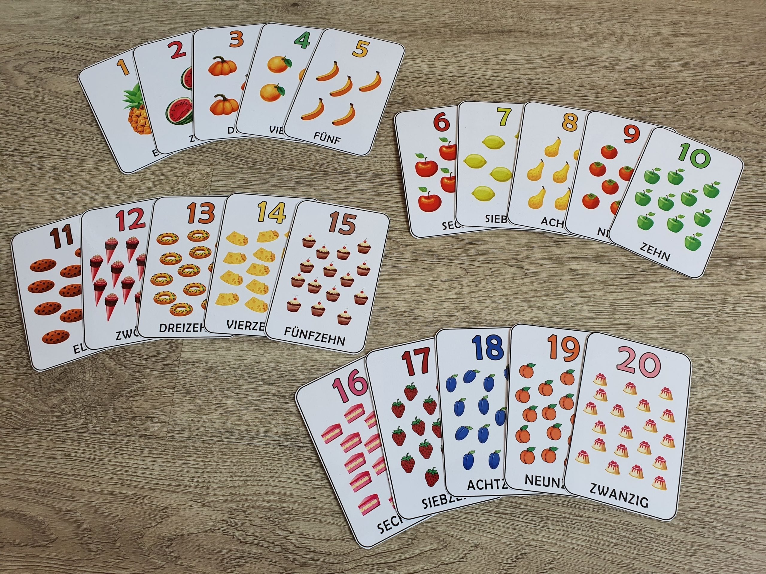 Zahlen von 1-20 laminiert
