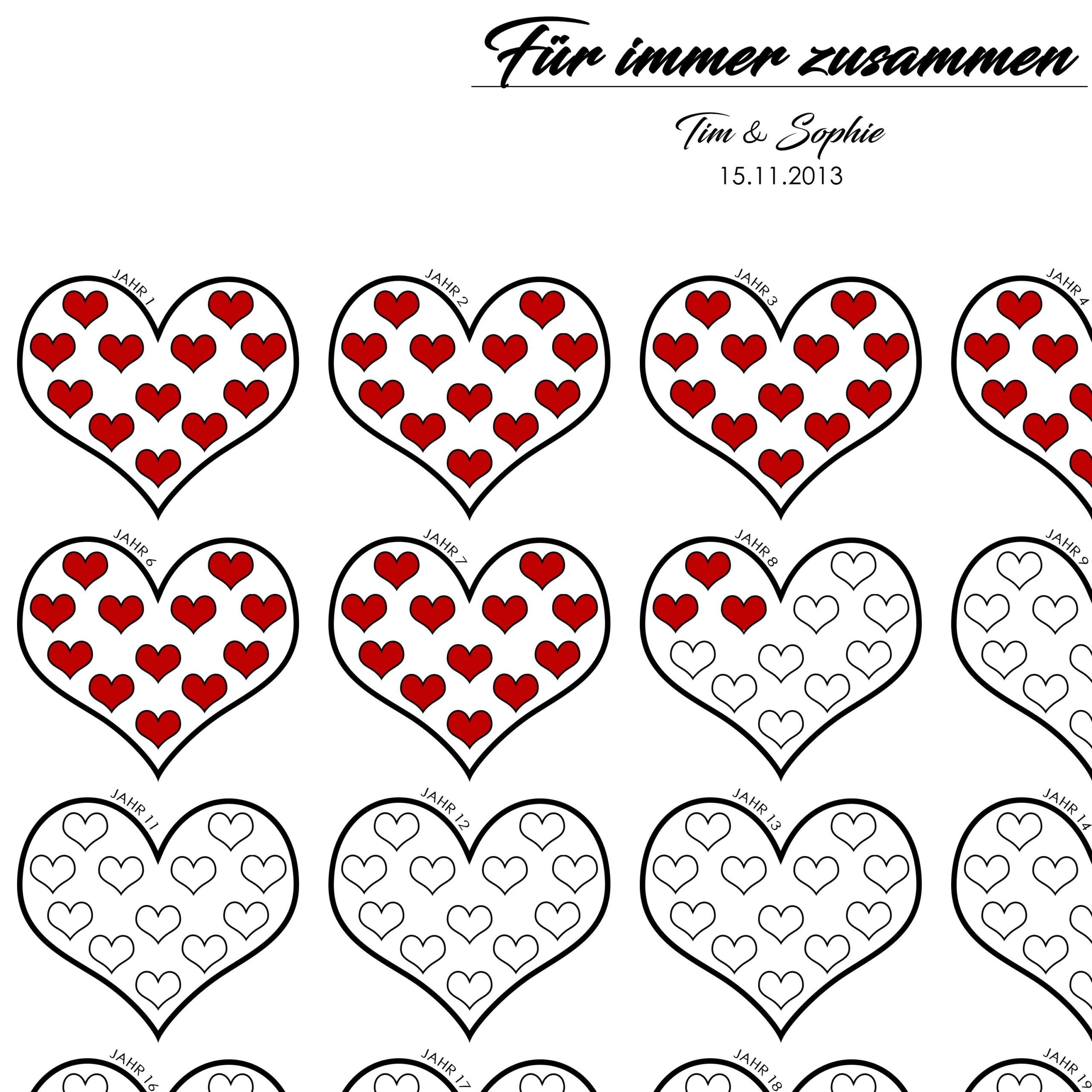 Liebesposter | 1 Herz = 1 Monat Beziehung