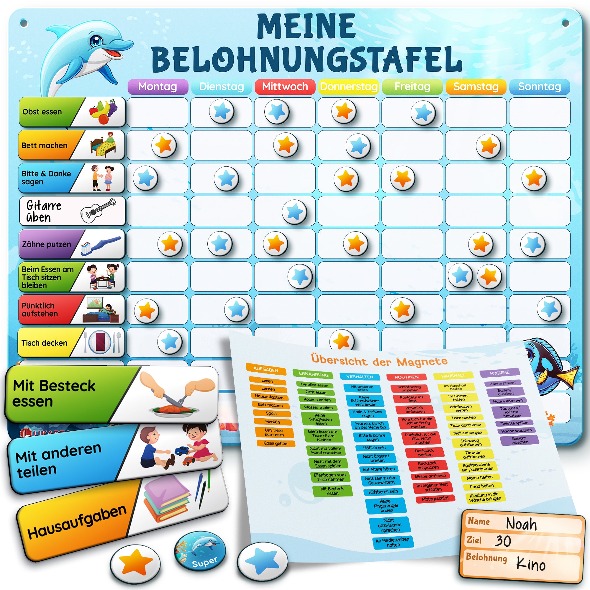 Magnetische Belohnungstafel Blau