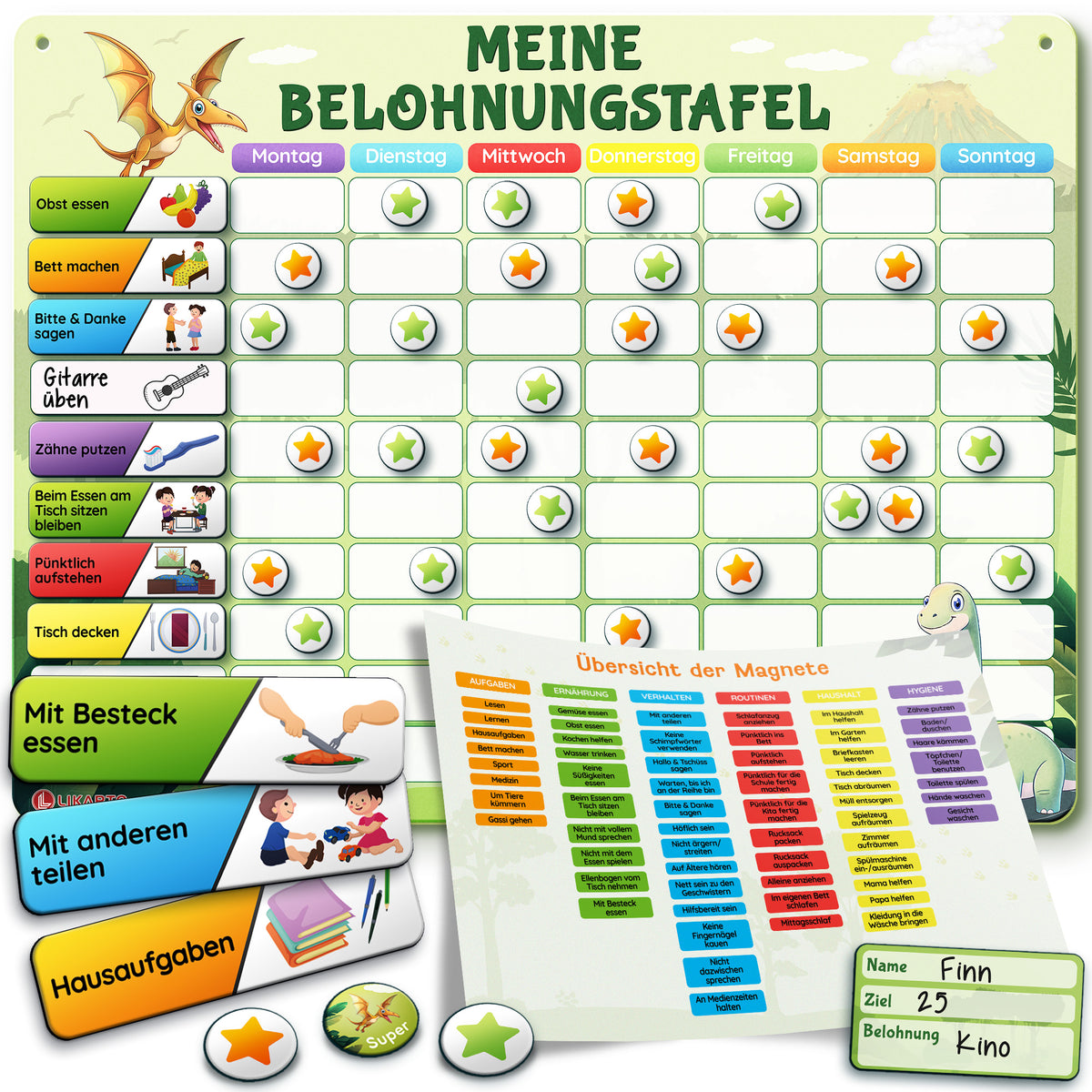 LIKARTO® Magnetische Belohnungstafel grün