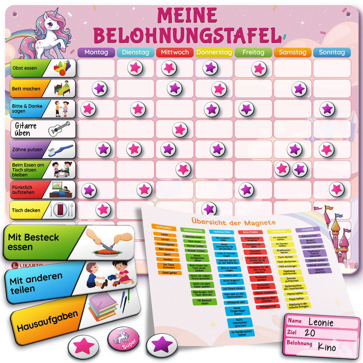 LIKARTO® Magnetische Belohnungstafel pink