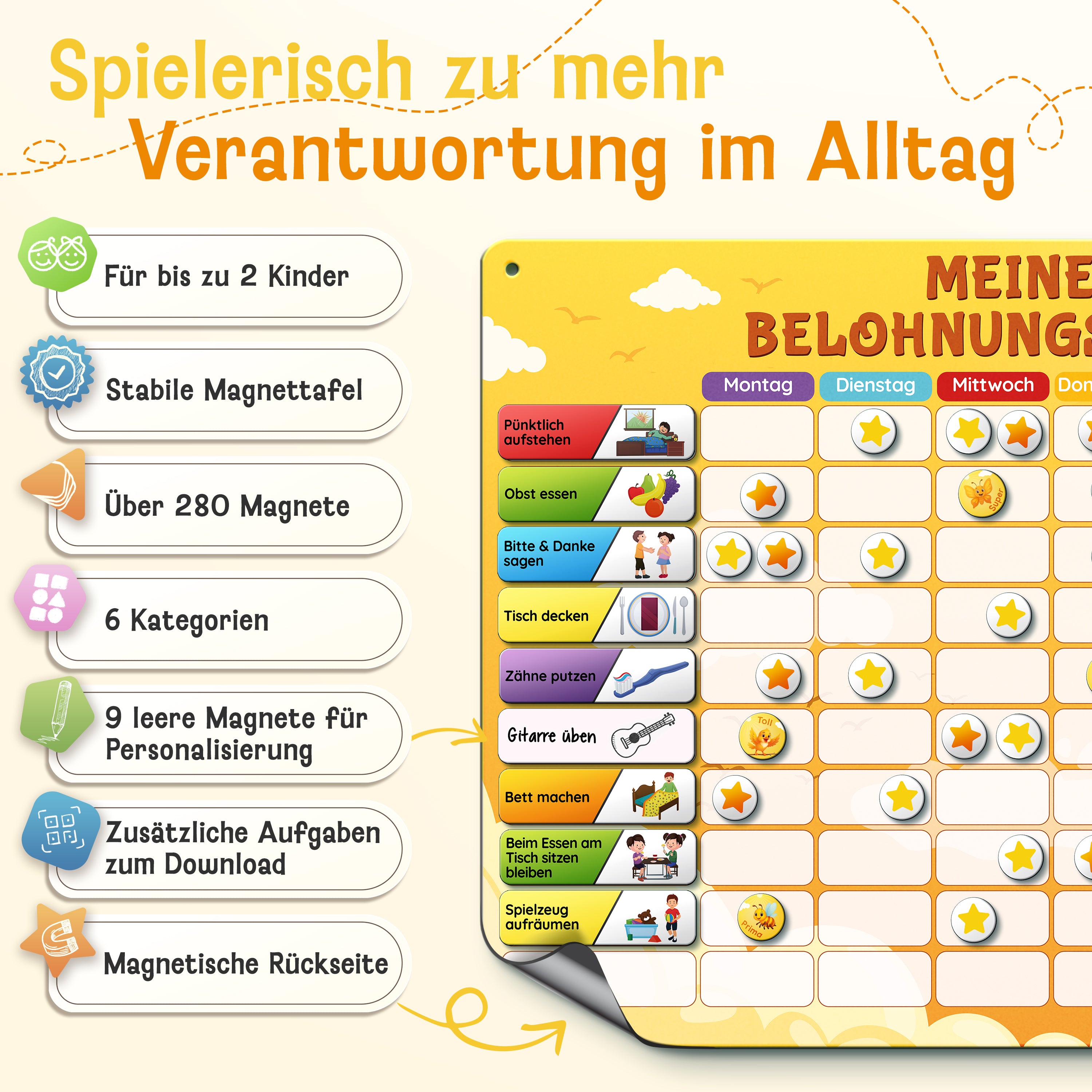 LIKARTO® Magnetische Belohnungstafel Gelb