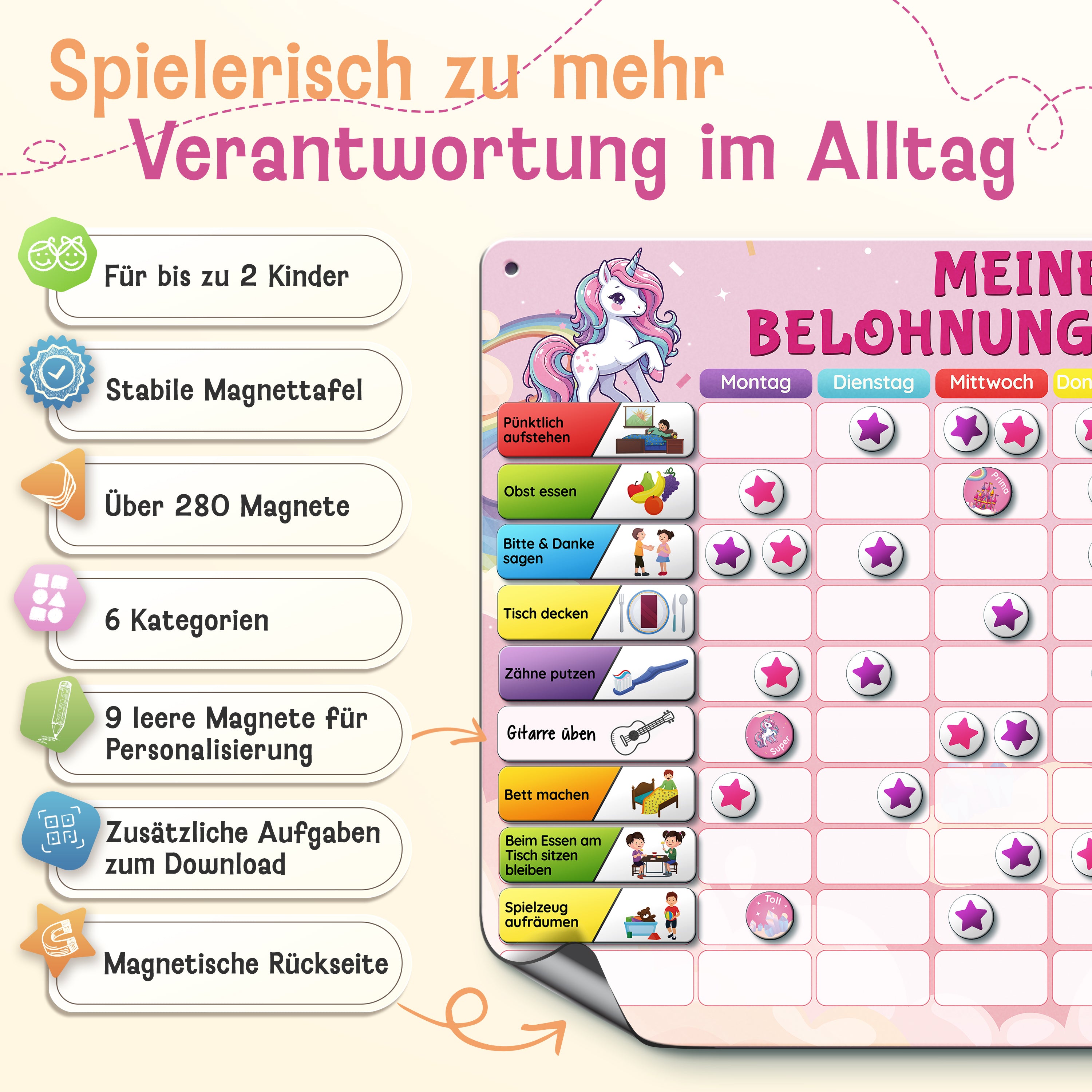 Magnetische Belohnungstafel Pink