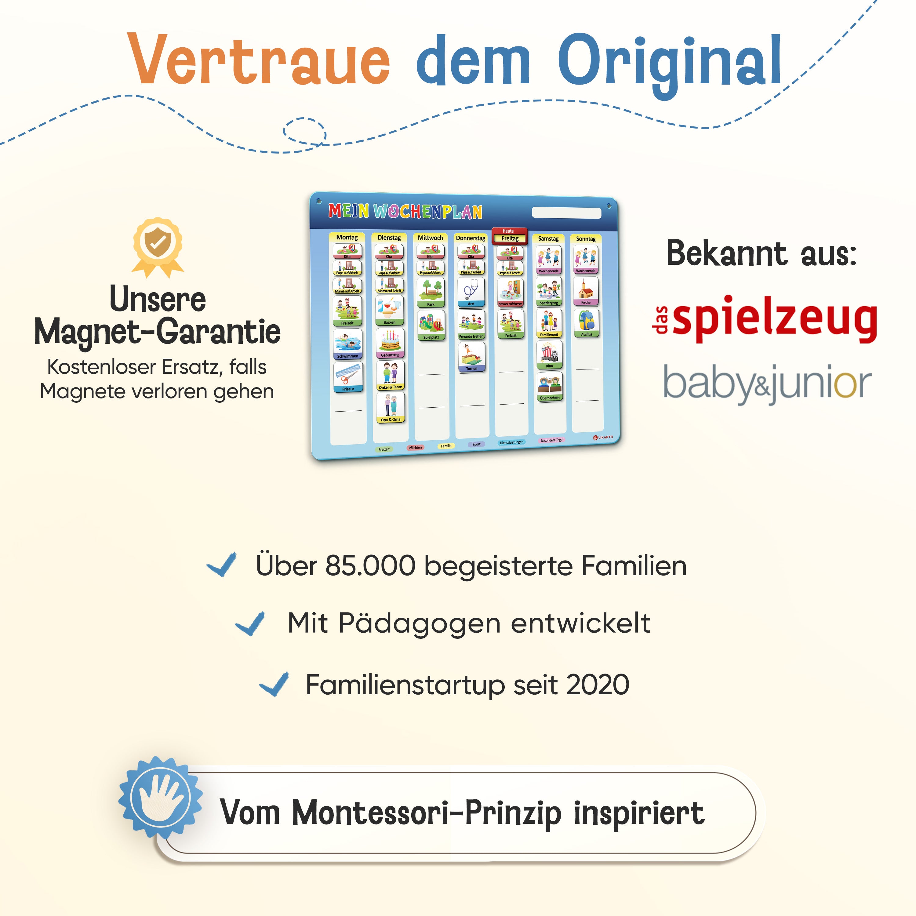 LIKARTO® Wochenplaner - Montessori Aufgabenplaner & Magnettafel