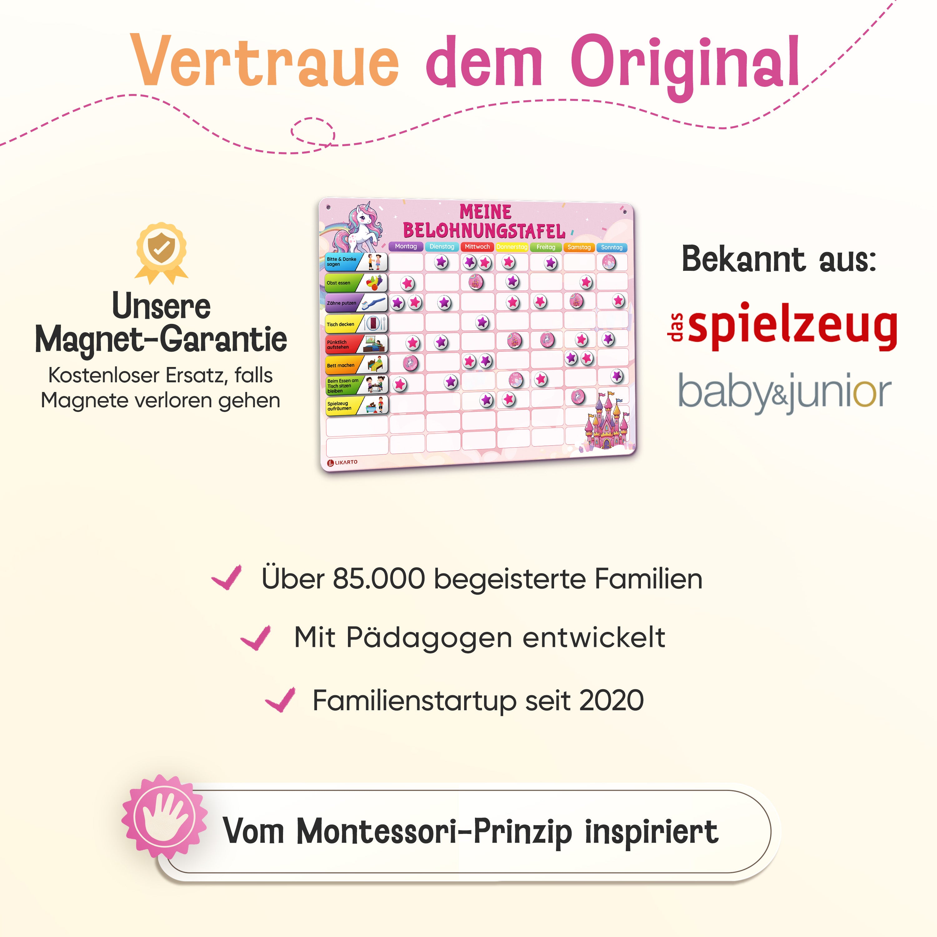 Magnetische Belohnungstafel Pink