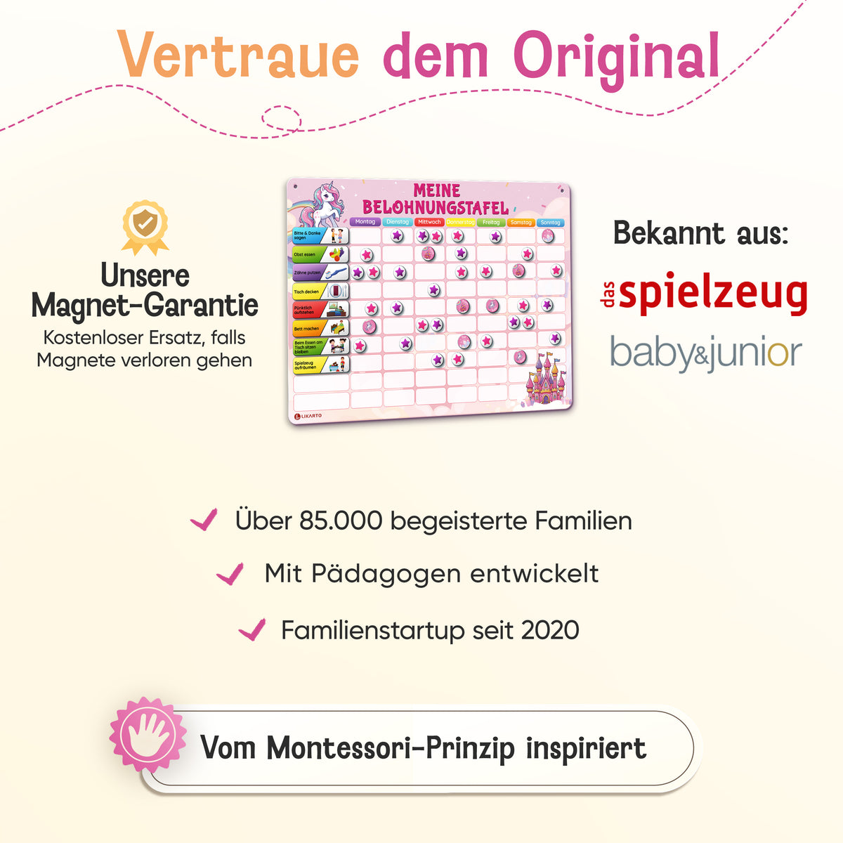 LIKARTO® Magnetische Belohnungstafel pink