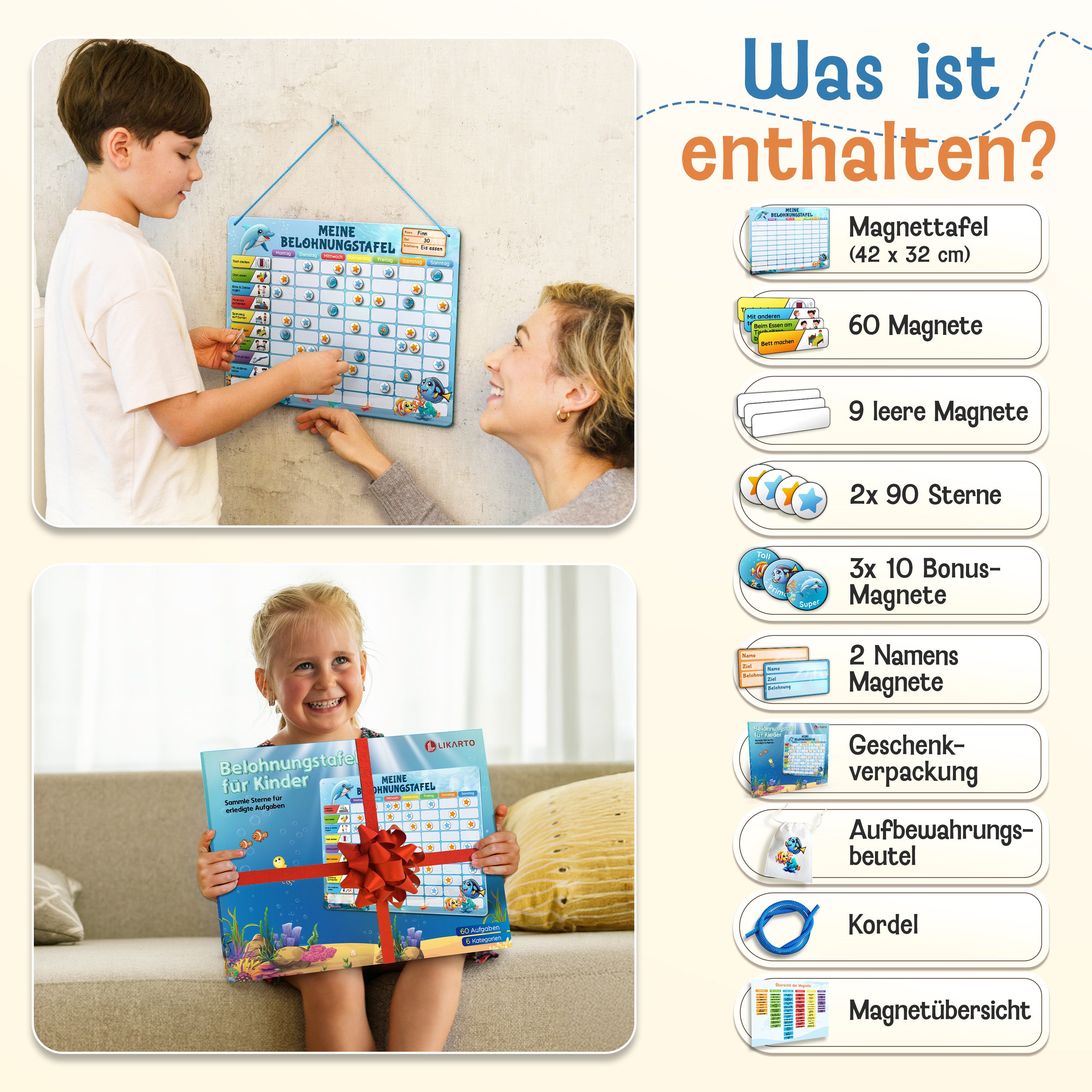 LIKARTO® Magnetische Belohnungstafel blau