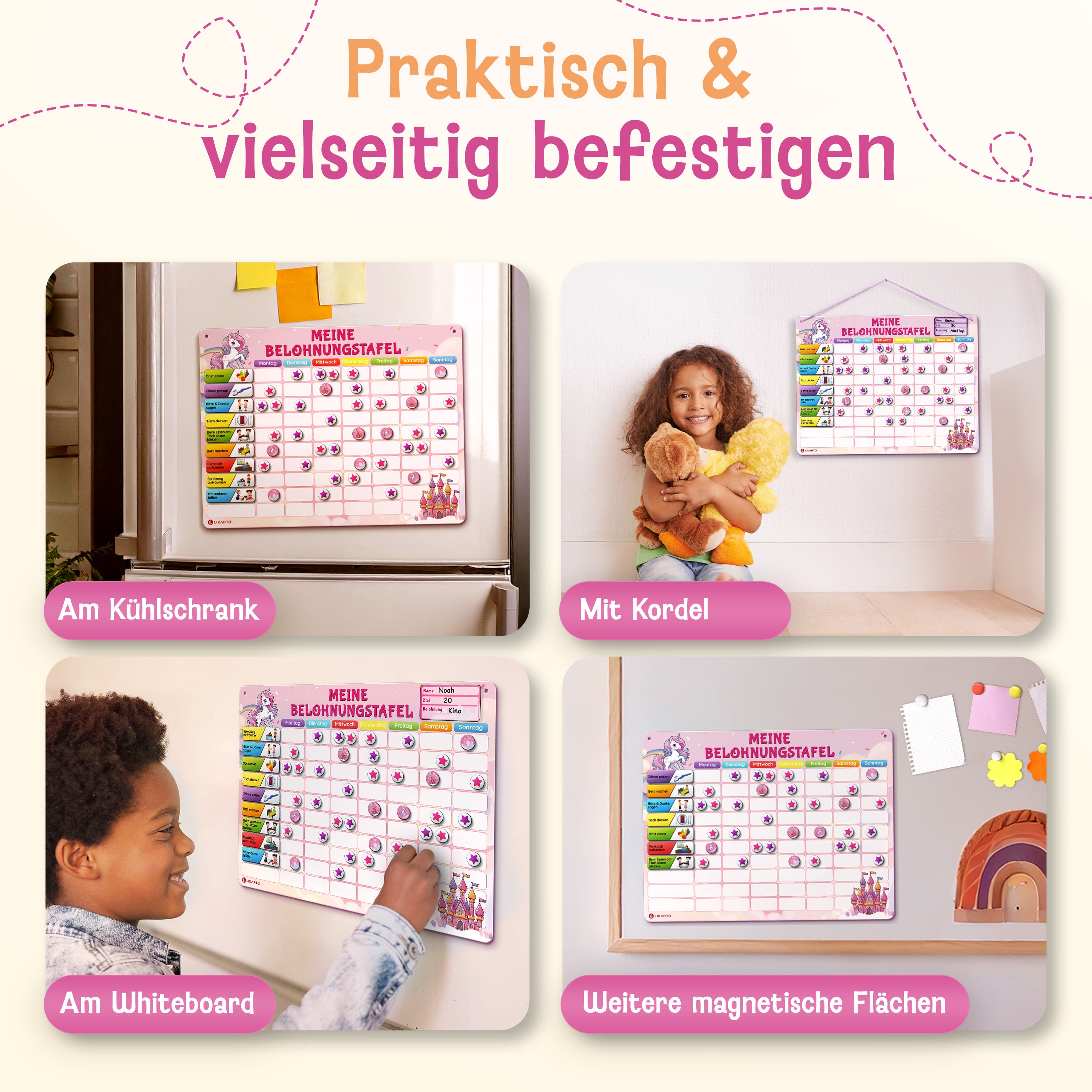 LIKARTO® Magnetische Belohnungstafel pink
