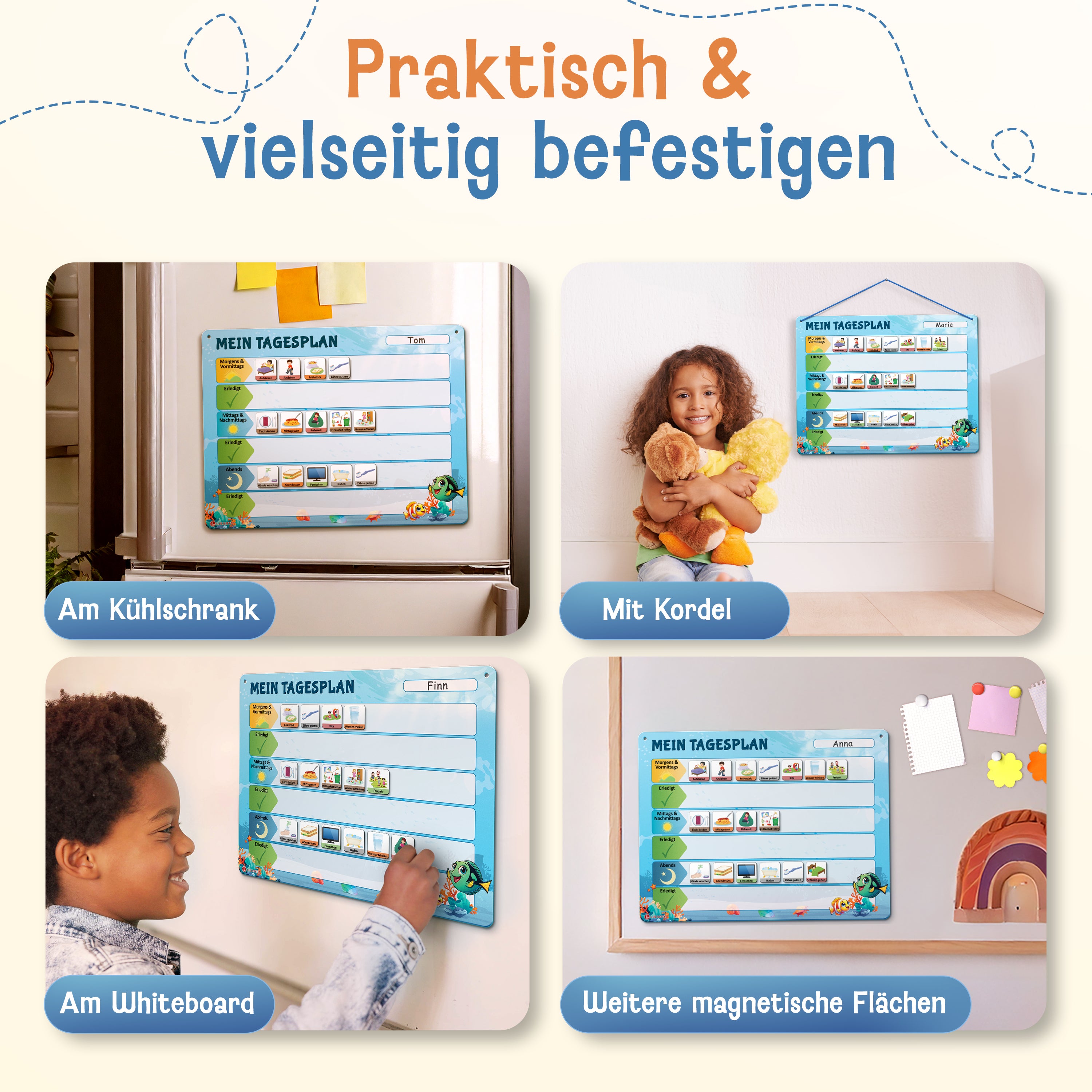 LIKARTO® Tagesplaner - Montessori Aufgabenplaner & Magnettafel blau