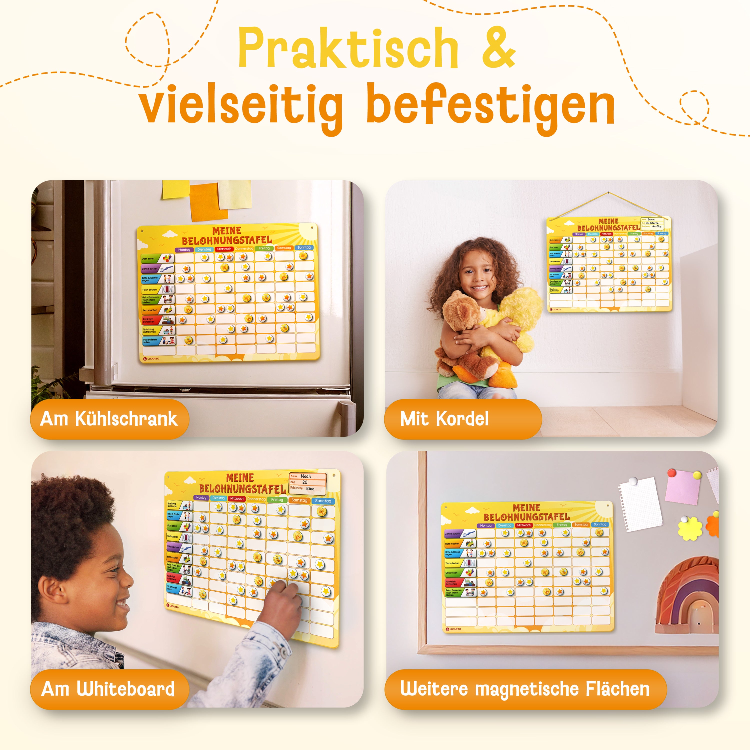 LIKARTO® Magnetische Belohnungstafel Gelb