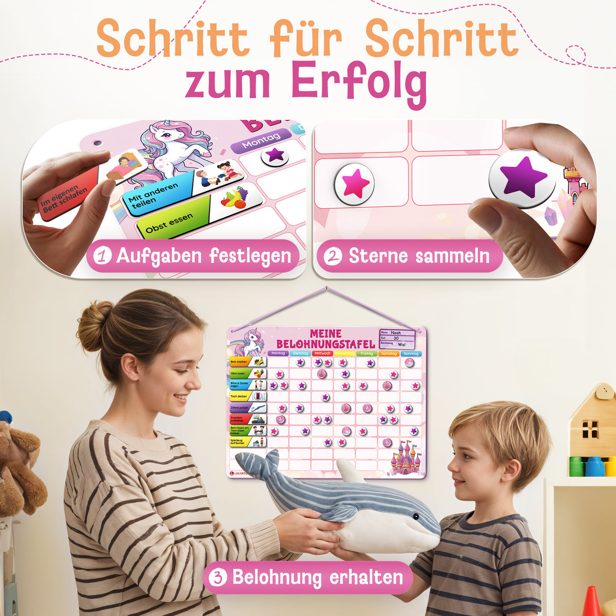 LIKARTO® Magnetische Belohnungstafel pink