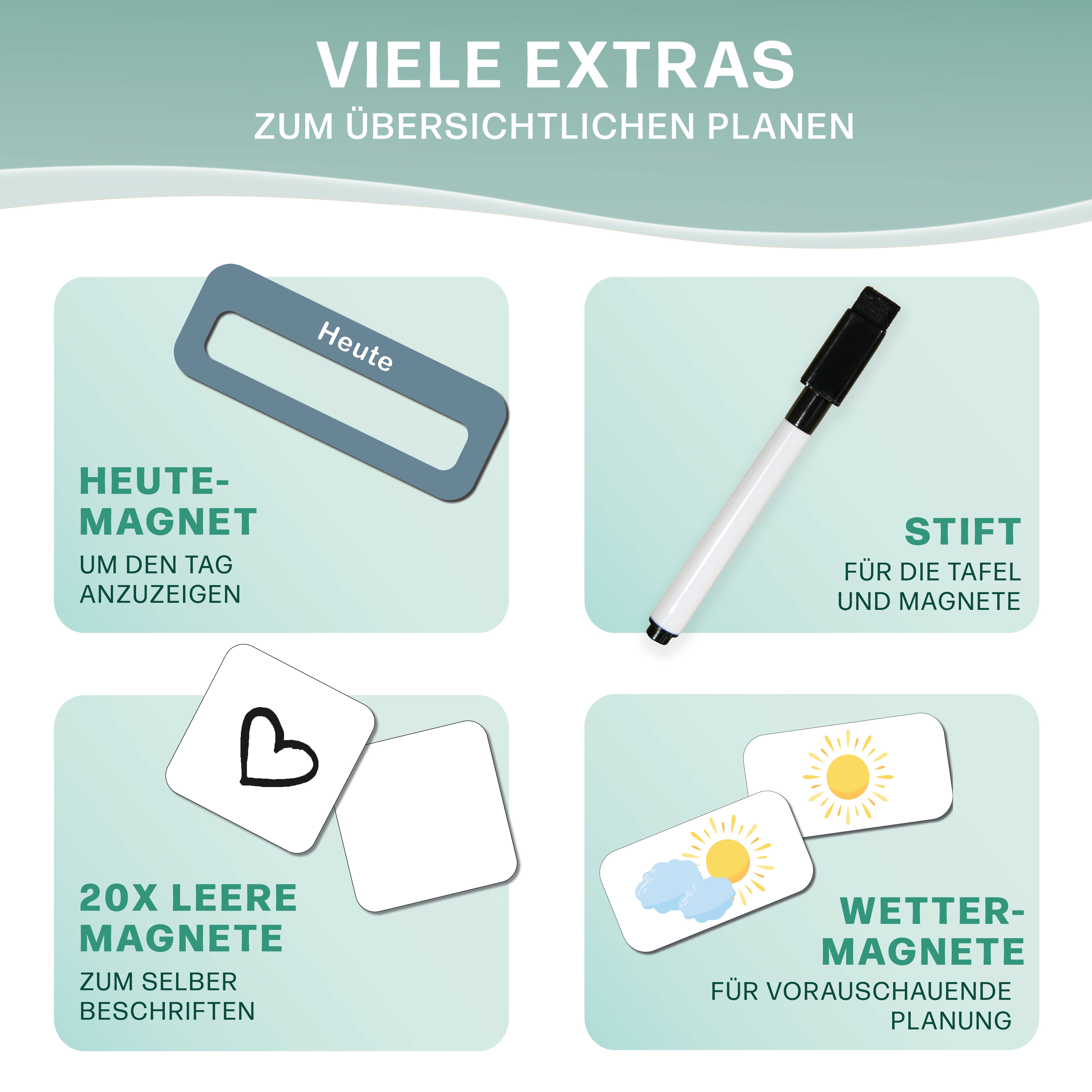 Mini Mindz Wochenplaner Kinder - Montessori Aufgabenplaner & Magnettafel (grün)