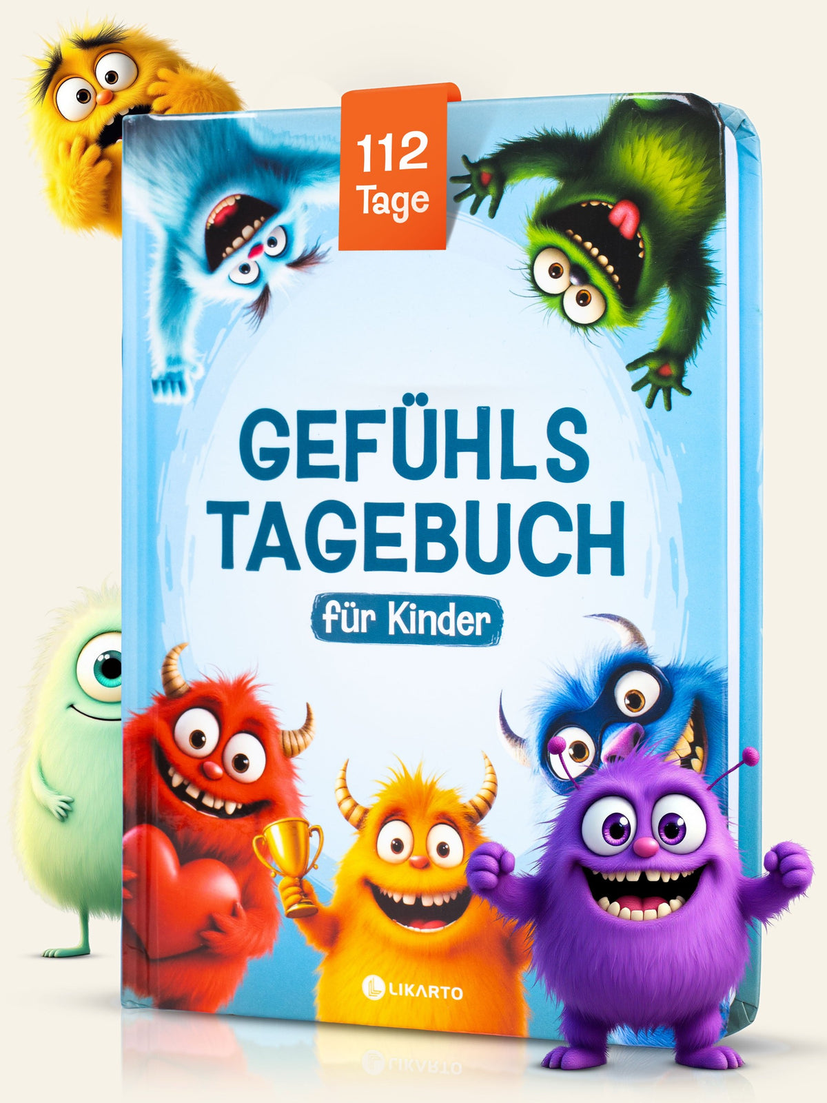 LIKARTO Gefühlstagebuch blau auf warmem Creme-Hintergrund