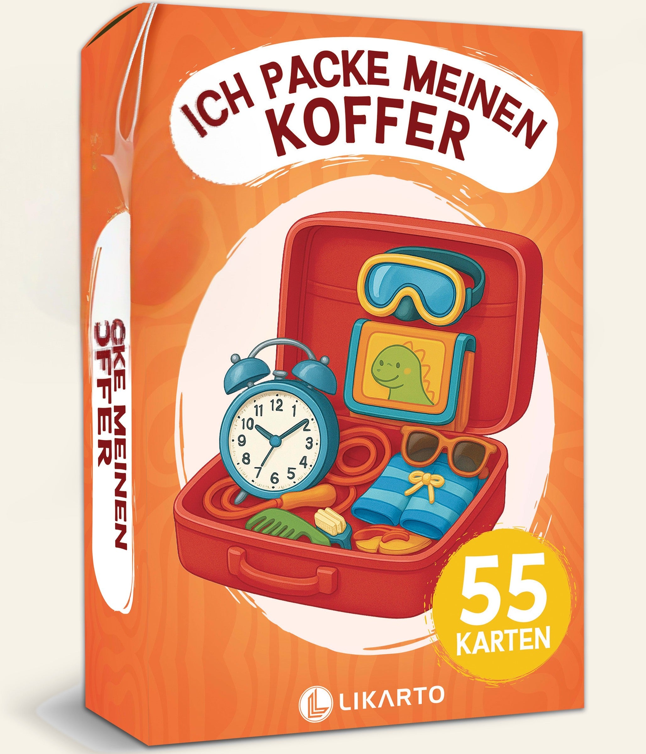 LIKARTO Ich packe meinen Koffer auf warmem Creme-Hintergrund