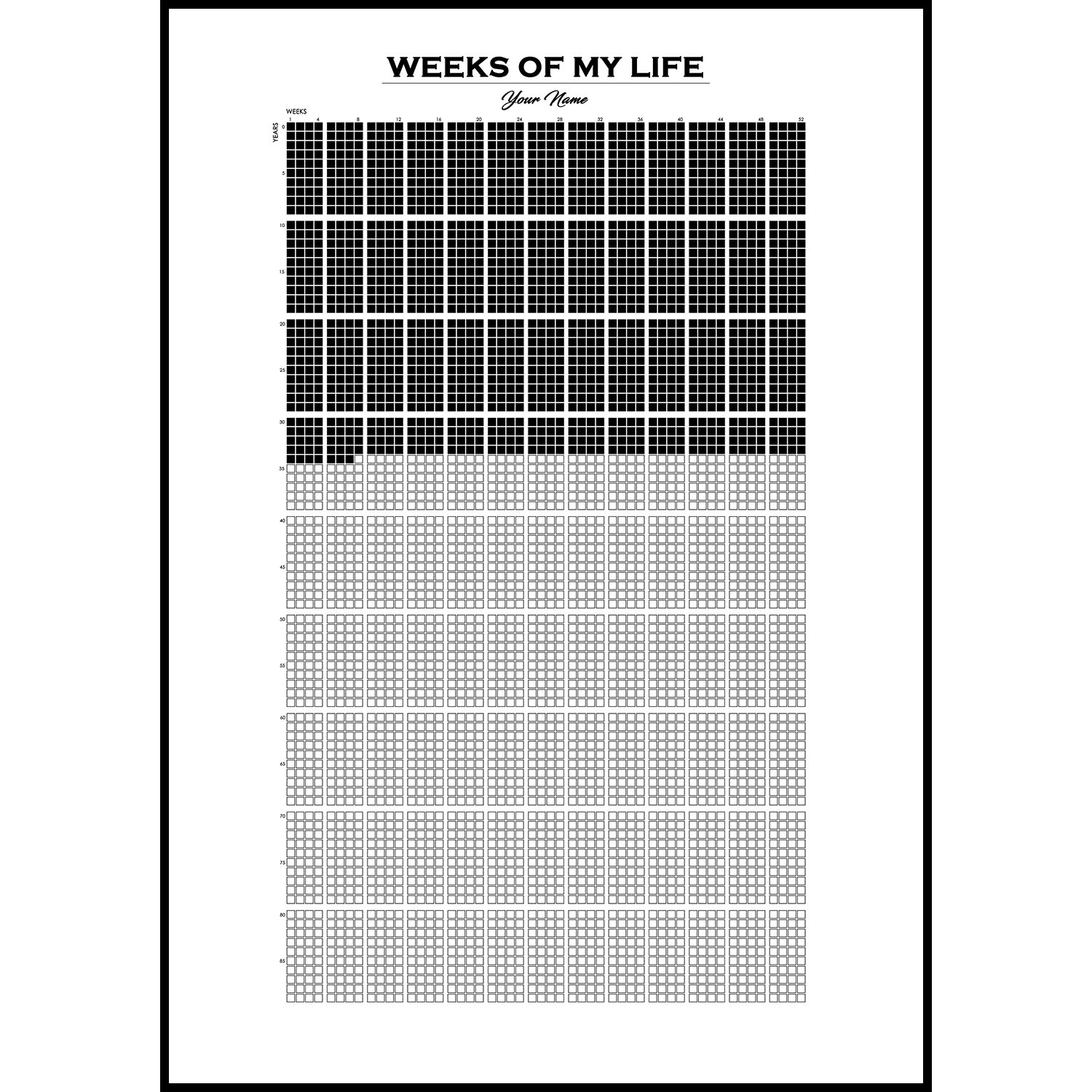 Weeks of my Life | Quadrate | 1 Quadrat = 1 Woche