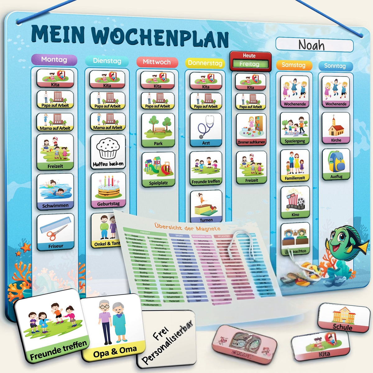 LIKARTO Wochenplaner blau auf warmem Creme-Hintergrund