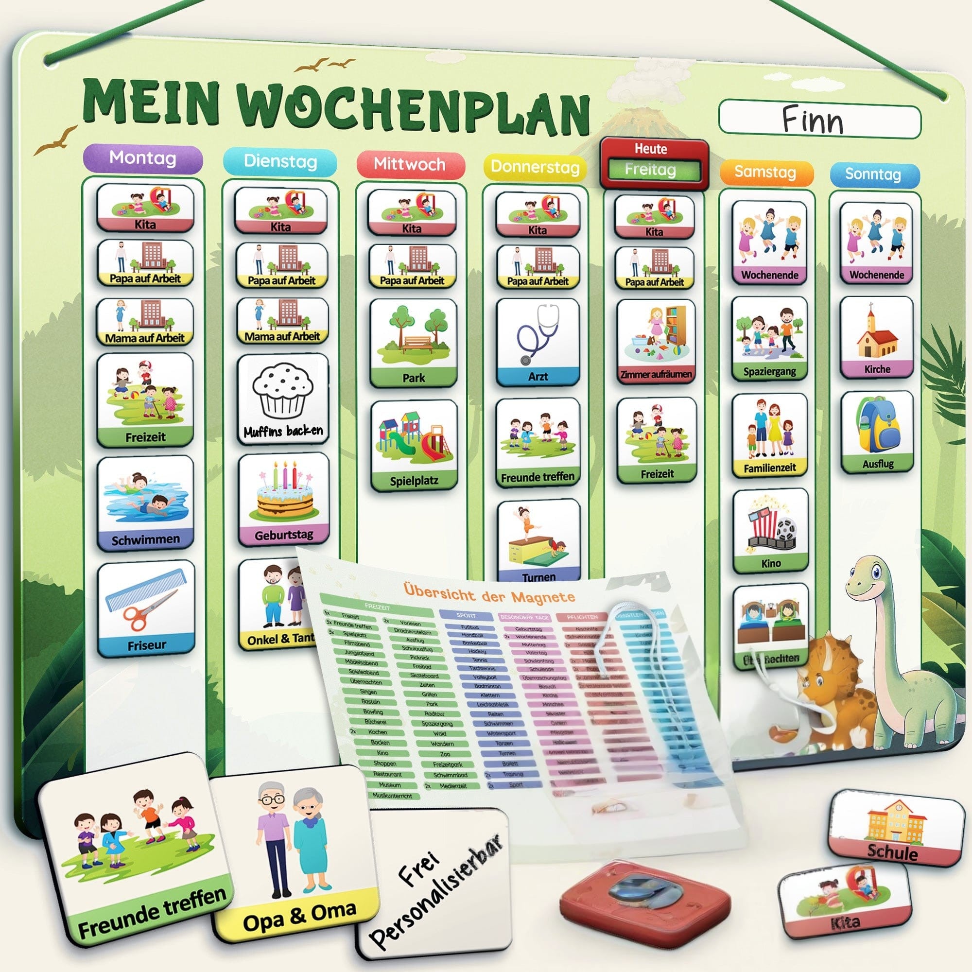 LIKARTO Wochenplaner grün auf warmem Creme-Hintergrund