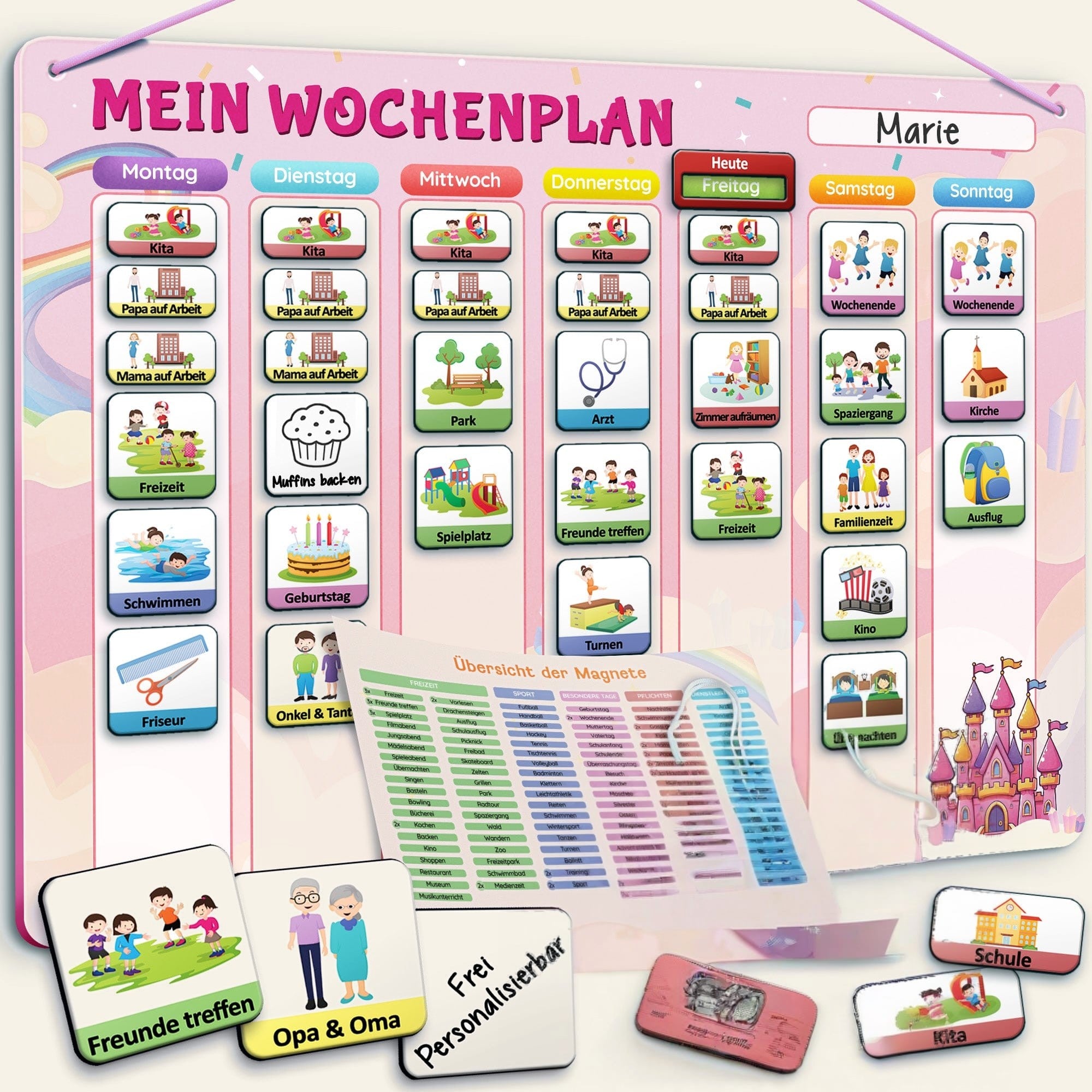 LIKARTO Wochenplaner pink auf warmem Creme-Hintergrund