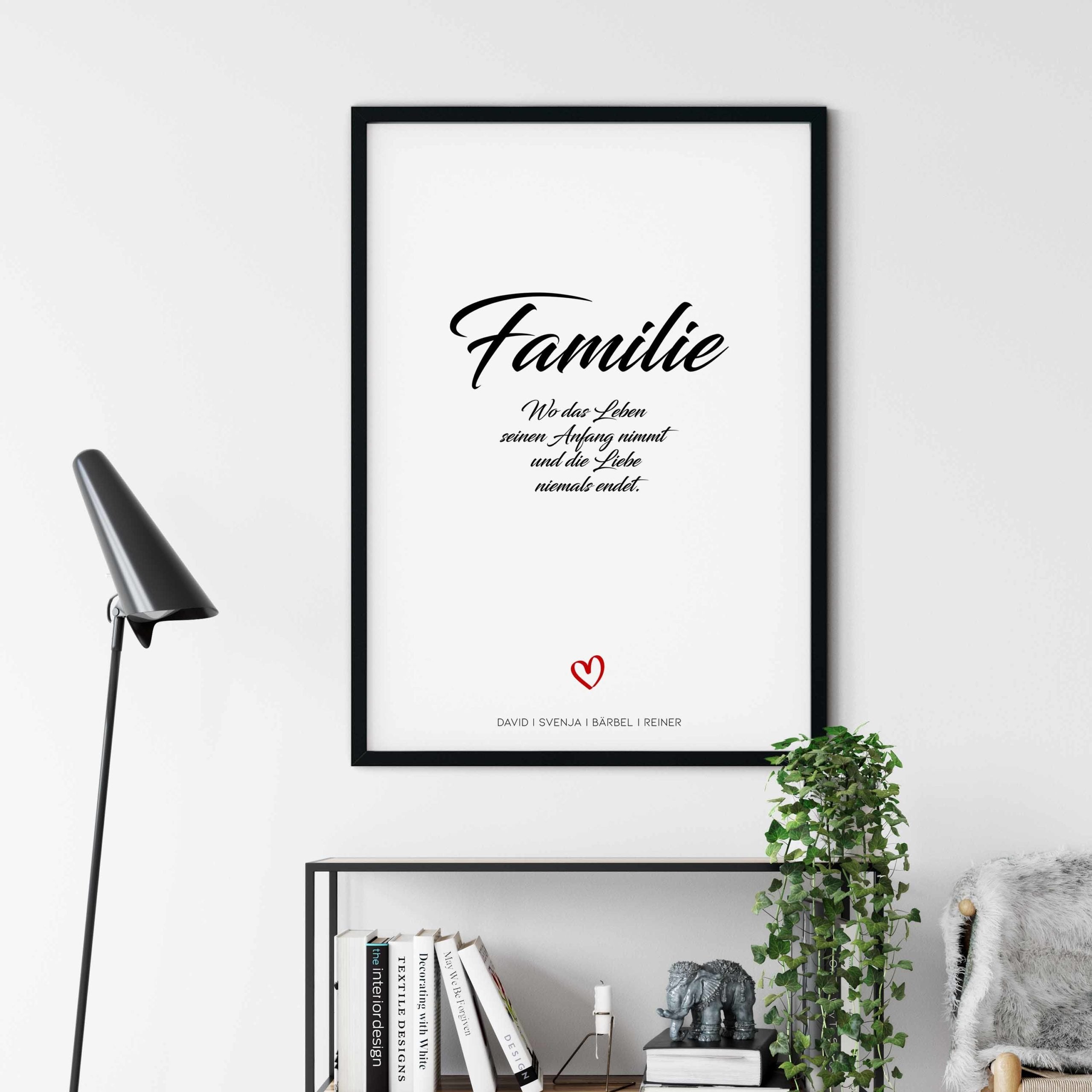 Familienposter mit Herz und Spruch