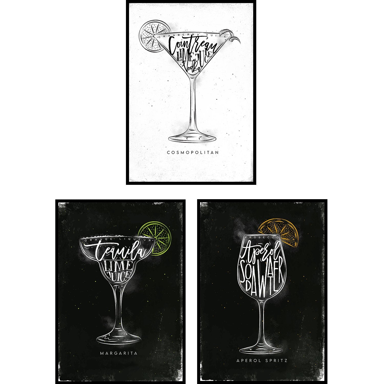 Cocktail Poster 3er Set