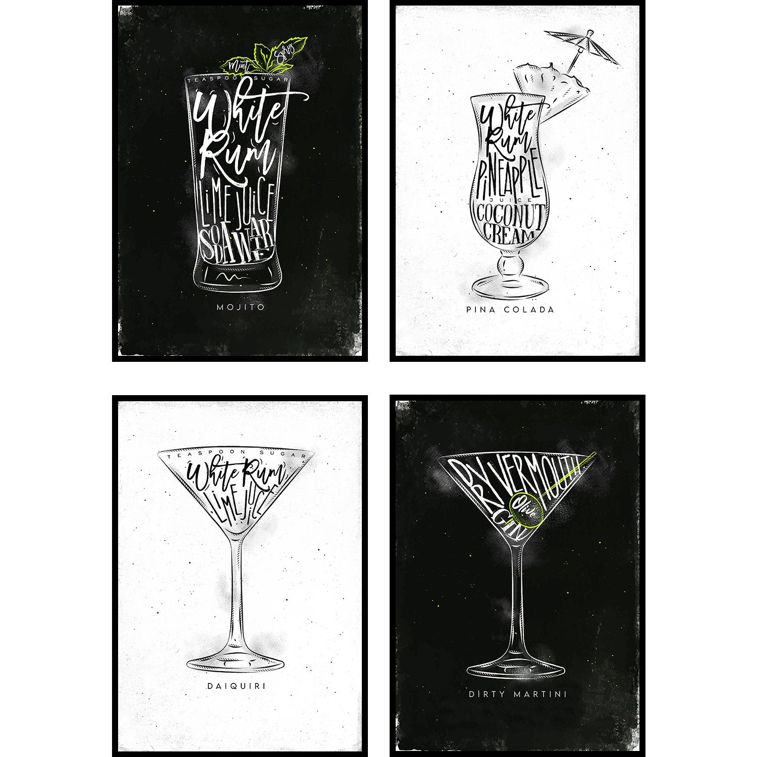 Cocktail Poster 4er Set