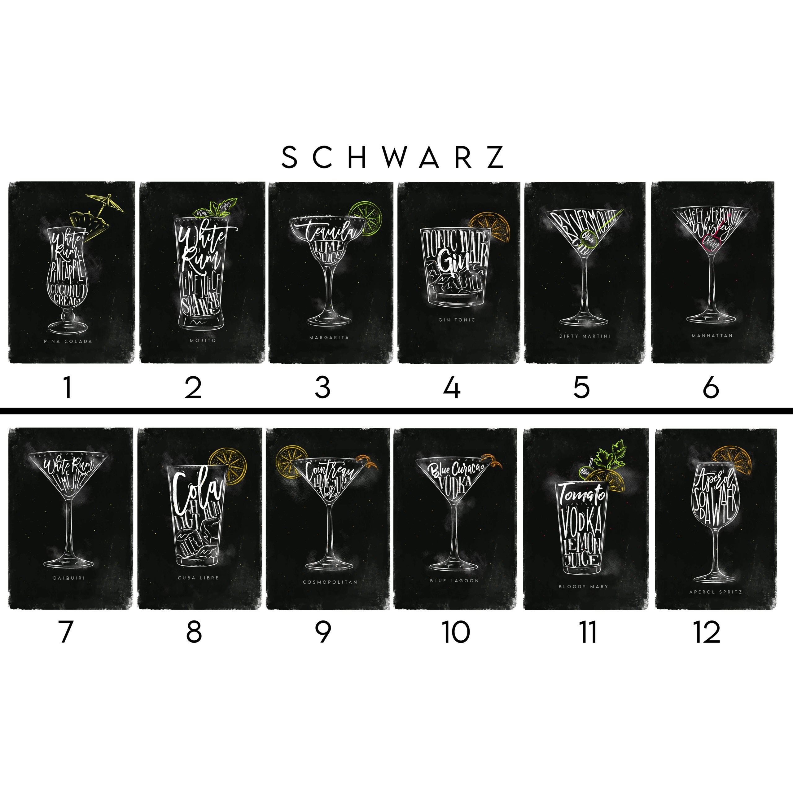 Cocktail Poster 2er Set