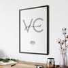 Hochzeitsposter just married mit Initialen