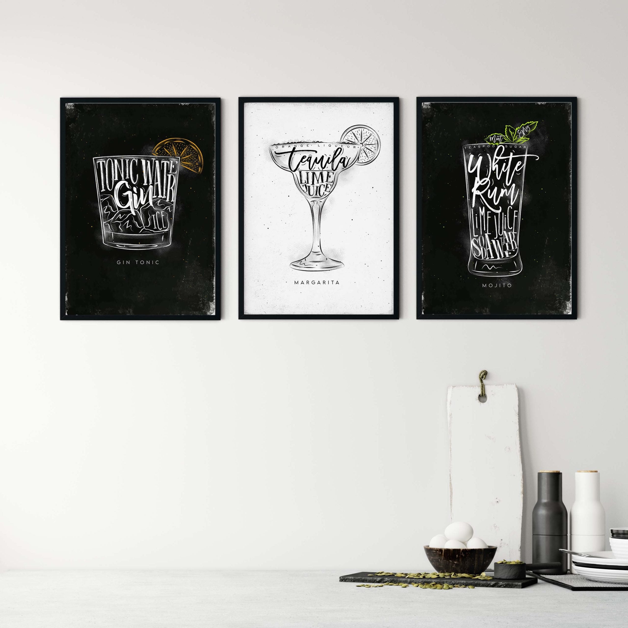 Cocktail Poster 3er Set