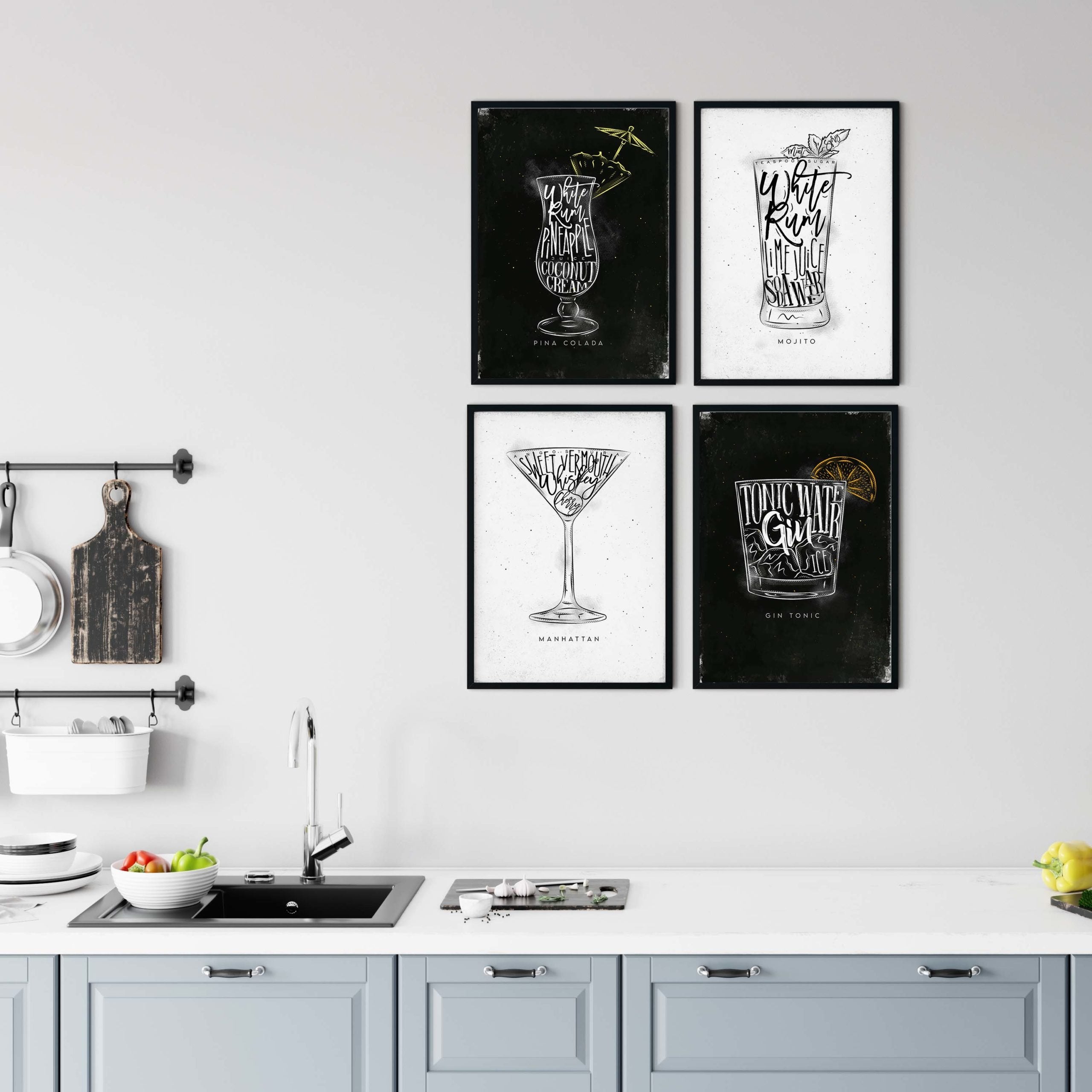 Cocktail Poster 4er Set