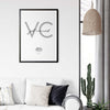 Hochzeitsposter just married mit Initialen