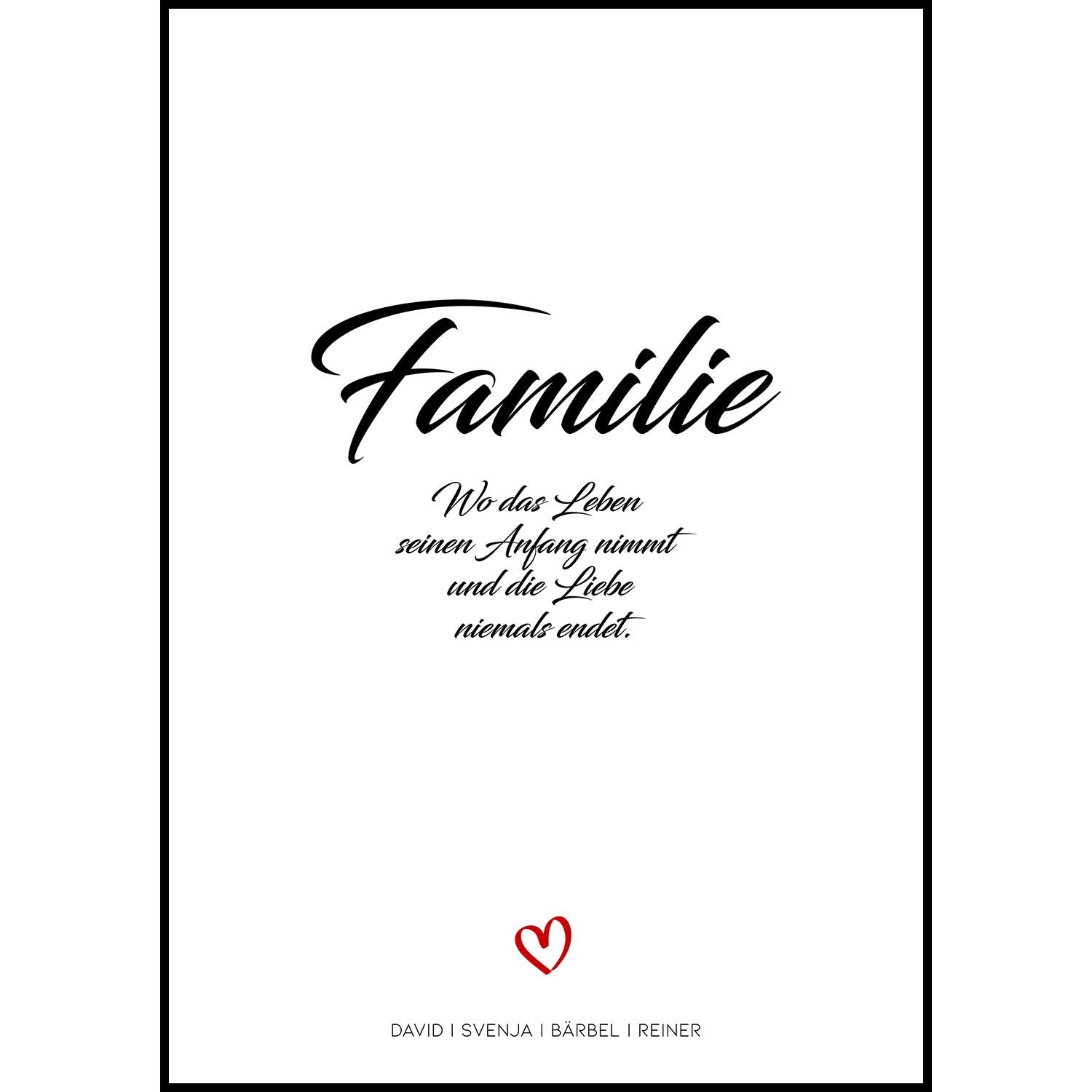 Familienposter mit Herz und Spruch