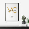 Hochzeitsposter just married mit Initialen